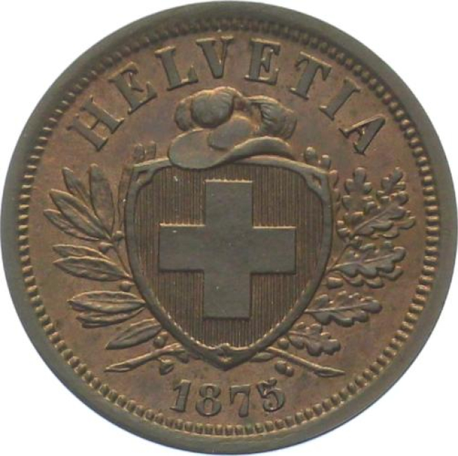2 Rappen 1875 B - fast stempelglanz